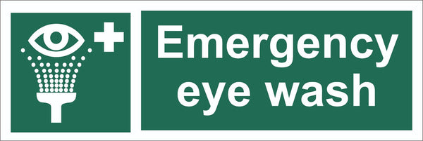 Emergency Eye Wash Sign, Self Adhesive Vinyl, 1mm PVC, 5mm Correx Board