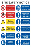 Site Safety Notice Sign, Self Adhesive Vinyl, 1mm PVC, 5mm Correx Board