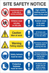 Site Safety Notice Sign, Self Adhesive Vinyl, 1mm PVC, 5mm Correx Board