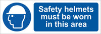 Safety Helmets must be worn in this area Sign, Self Adhesive Vinyl, 1mm PVC, 5mm Correx Board