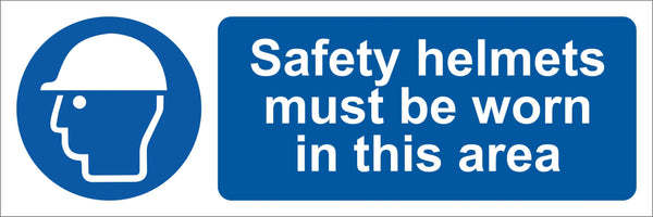 Safety Helmets must be worn in this area Sign, Self Adhesive Vinyl, 1mm PVC, 5mm Correx Board