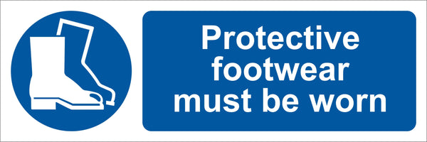 Protective footwear must be worn Sign, Self Adhesive Vinyl, 1mm PVC, 5mm Correx Board