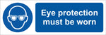 Eye protection must be worn Sign, Self Adhesive Vinyl, 1mm PVC, 5mm Correx Board