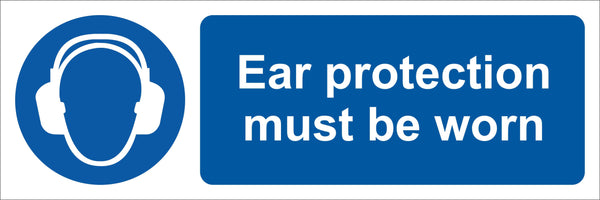 Ear protection must be worn Sign, Self Adhesive Vinyl, 1mm PVC, 5mm Correx Board