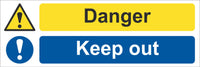 Danger keep out Sign, Self Adhesive Vinyl, 1mm PVC, 5mm Correx Board