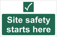 Site safety starts here Sign, Self Adhesive Vinyl, 1mm PVC, 5mm Correx Board