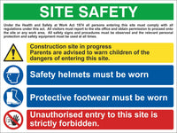 Site Safety Sign, Self Adhesive Vinyl, 1mm PVC, 5mm Correx Board