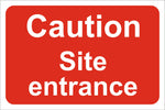 Caution Site entrance Sign, Self Adhesive Vinyl, 1mm PVC, 5mm Correx Board