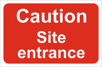 Caution Site entrance Sign, Self Adhesive Vinyl, 1mm PVC, 5mm Correx Board
