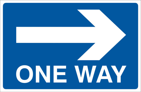 One way right Sign, Self Adhesive Vinyl, 1mm PVC, 5mm Correx Board