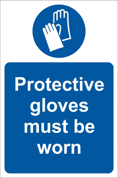 Protective glove must be worn Sign, Self Adhesive Vinyl, 1mm PVC, 5mm Correx Board