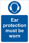 Ear protection must be worn Sign, Self Adhesive Vinyl, 1mm PVC, 5mm Correx Board