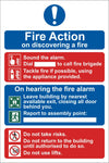 Fire action sign 1 Sign, Self Adhesive Vinyl, 1mm PVC, 5mm Correx Board
