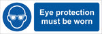 Eye protection must be worn Sign, Self Adhesive Vinyl, 1mm PVC, 5mm Correx Board