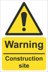 Warning Construction site Sign, Self Adhesive Vinyl, 1mm PVC, 5mm Correx Board