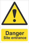 Danger site entrance Sign, Self Adhesive Vinyl, 1mm PVC, 5mm Correx Board