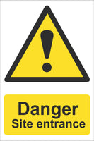Danger site entrance Sign, Self Adhesive Vinyl, 1mm PVC, 5mm Correx Board