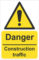 Danger construction traffic Sign, Self Adhesive Vinyl, 1mm PVC, 5mm Correx Board