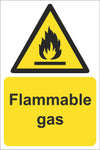 Flammable gas Sign, Self Adhesive Vinyl, 1mm PVC, 5mm Correx Board