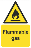 Flammable gas Sign, Self Adhesive Vinyl, 1mm PVC, 5mm Correx Board