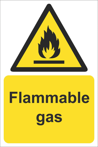 Flammable gas Sign, Self Adhesive Vinyl, 1mm PVC, 5mm Correx Board