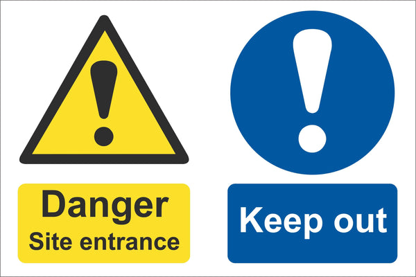 Danger site entrance keep out Sign, Self Adhesive Vinyl, 1mm PVC, 5mm Correx Board