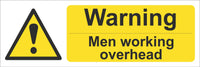 Warning men working overhead Sign, Self Adhesive Vinyl, 1mm PVC, 5mm Correx Board