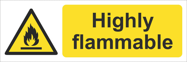 Highly Flammable Sign, Self Adhesive Vinyl, 1mm PVC, 5mm Correx Board