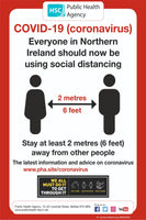 Covid-19 Coronavirus Social Distancing Sign, Self Adhesive Vinyl, 1mm PVC, 5mm Correx Board