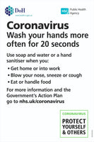 Covid-19 Coronavirus Wash Your Hands Sign, Self Adhesive Vinyl, 1mm PVC, 5mm Correx Board