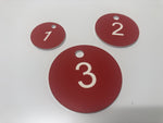 Engraved Valve Tag, RED with WHITE TEXT, Multiple Sizes and Options