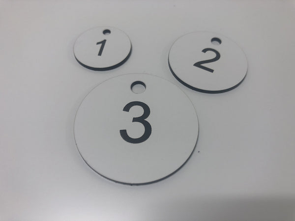 Engraved Valve Tag, WHITE with BLACK TEXT, Multiple Sizes and Options