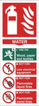Fire Extinguisher Water Sign, Self Adhesive Vinyl, 1mm PVC, 5mm Correx Board