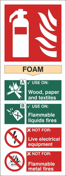 Fire Extinguisher Foam Sign, Self Adhesive Vinyl, 1mm PVC, 5mm Correx Board