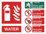 Fire Extinguisher Water Sign, Self Adhesive Vinyl, 1mm PVC, 5mm Correx Board