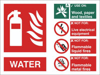 Fire Extinguisher Water Sign, Self Adhesive Vinyl, 1mm PVC, 5mm Correx Board
