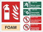 Fire Extinguisher Foam Sign, Self Adhesive Vinyl, 1mm PVC, 5mm Correx Board