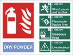 Fire Extinguisher Dry Powder Sign, Self Adhesive Vinyl, 1mm PVC, 5mm Correx