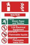 Fire Extinguisher Water Sign, Self Adhesive Vinyl, 1mm PVC, 5mm Correx Board