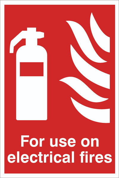 For Use on electrical fires Sign, Self Adhesive Vinyl, 1mm PVC, 5mm Correx Board