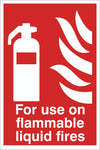 For Use on flammable liquid fires Sign, Self Adhesive Vinyl, 1mm PVC 5mm Correx