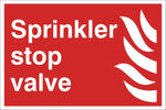 Sprinkler Stop Valve Sign, Self Adhesive Vinyl, 1mm PVC, 5mm Correx Board