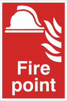 Fire point Sign, Self Adhesive Vinyl, 1mm PVC, 5mm Correx Board