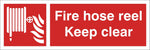 Fire Hose Reel Keep Clear Sign, Self Adhesive Vinyl, 1mm PVC, 5mm Correx Board