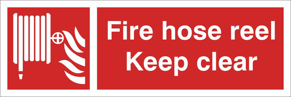 Fire Hose Reel Keep Clear Sign, Self Adhesive Vinyl, 1mm PVC, 5mm Correx Board