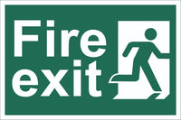 Fire Exit Running Man Sign, Self Adhesive Vinyl, 1mm PVC, 5mm Correx Board