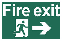 Fire Exit Running Man Right Arrow Sign, Self Adhesive Vinyl, 5mm Correx Board