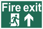 Fire Exit Running Man Up Arrow Sign, Self Adhesive Vinyl, 5mm Correx Board