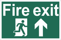 Fire Exit Running Man Up Arrow Sign, Self Adhesive Vinyl, 5mm Correx Board