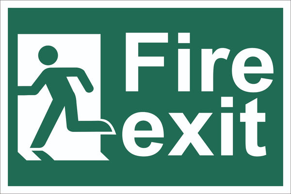 Fire Exit Running Man Sign, Self Adhesive Vinyl, 1mm PVC, 5mm Correx Board